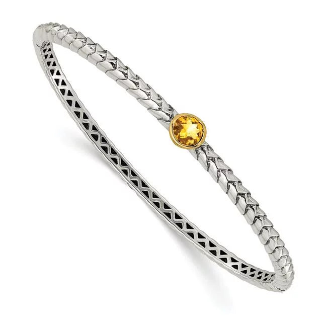 Shey Couture QTC191 6 mm Sterling Silver with 14k Gold Citrine Hinged Wristlet