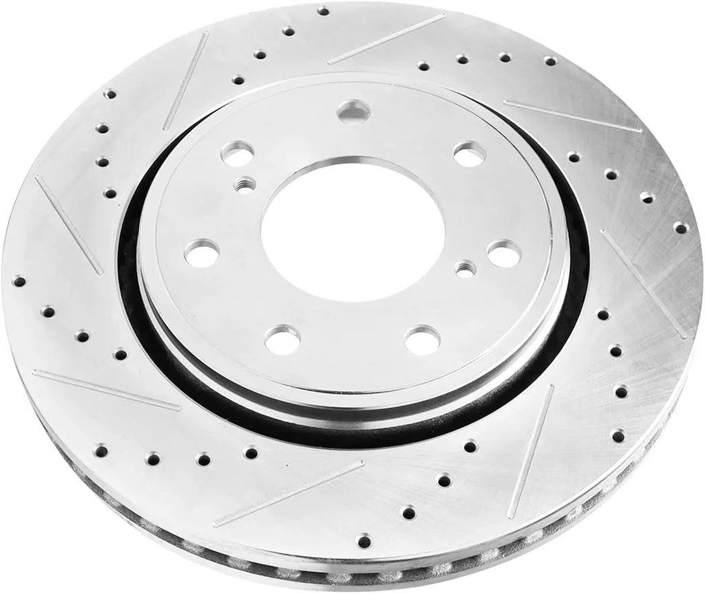 Detroit Axle - Front Drilled & Slotted Brake Rotors Replacement for 2010 2011 2012 2013 2014 2015 2016 2017 Ford F-150 (7-Lug)
