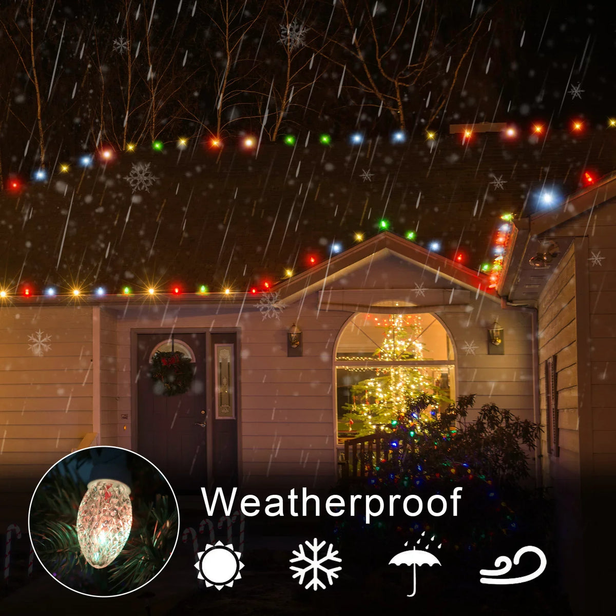 Eva's Light C9 Christmas Lights Outdoor, 23ft 20 Bulbs Color Changing LED String Lights Waterproof
