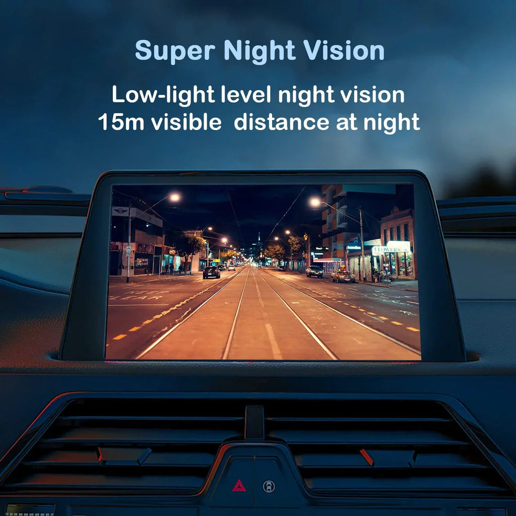 CAM123 Backup Camera Frame License Plate HD Night Vision Rear View 170° Angle Waterproof Compatible with Jensen Car Radio CAR110W CAR710 CAR710X CAR8000 CAR910W CAR910X CDR7011 CM901MIR CMR2720