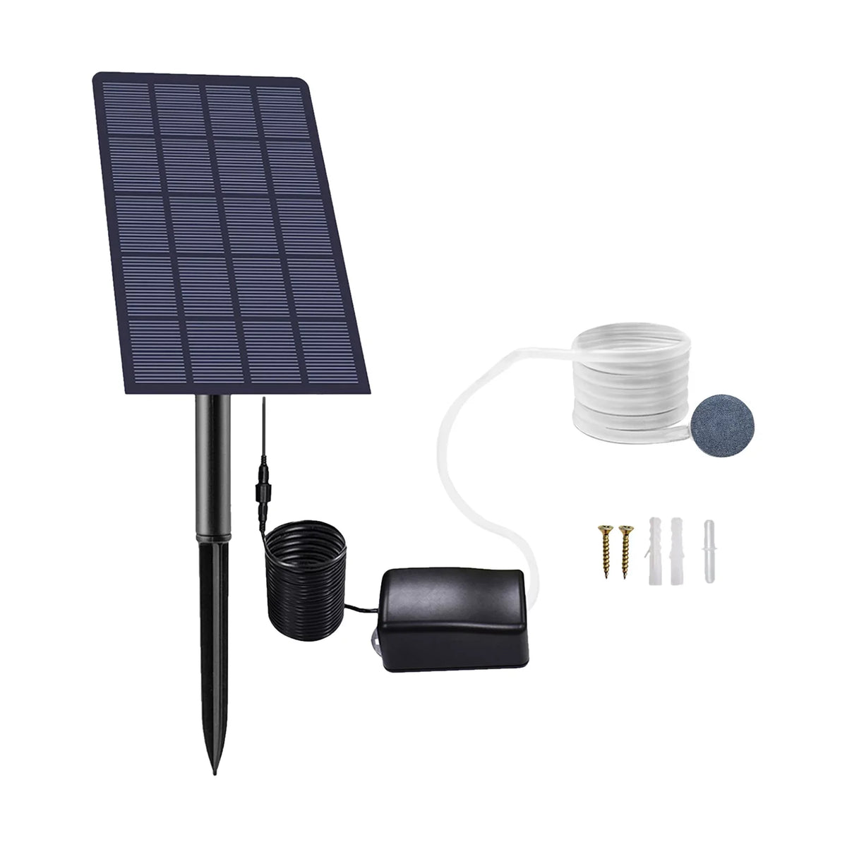 moobody 2W Plug-in Solar Oxygen Pump Fish Oxygenator Aquarium Oxygen Aerator Air Pump Fishing Aerator with Pipe Air Bubble Stones for Garden Fish Pool Pond