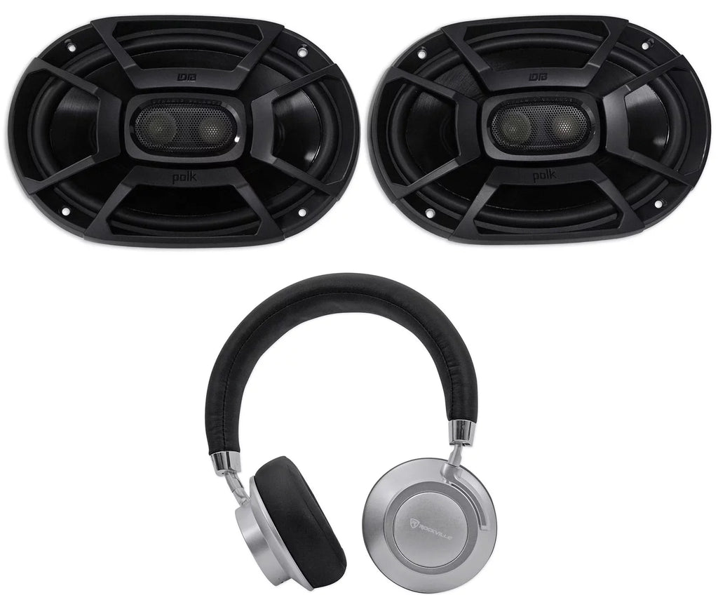 2) Polk Audio DB692 6X9" 450w Car Vessel Speakers+Headphones