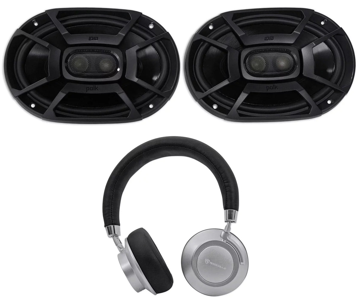 2) Polk Audio DB692 6X9" 450w Car Vessel Speakers+Headphones