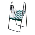 The Hamptons Collection 64" Green and White Acrylic Soft Comfort Hammock Chair with Stand