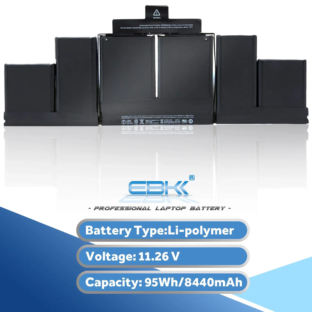 A1494 Battery Compatible Mac A1398 Mac Book Pro 15" Retina (Late 2013 & Mid 2014), Fits ME294 ME293 (11.26V 95Wh 8440mAh)