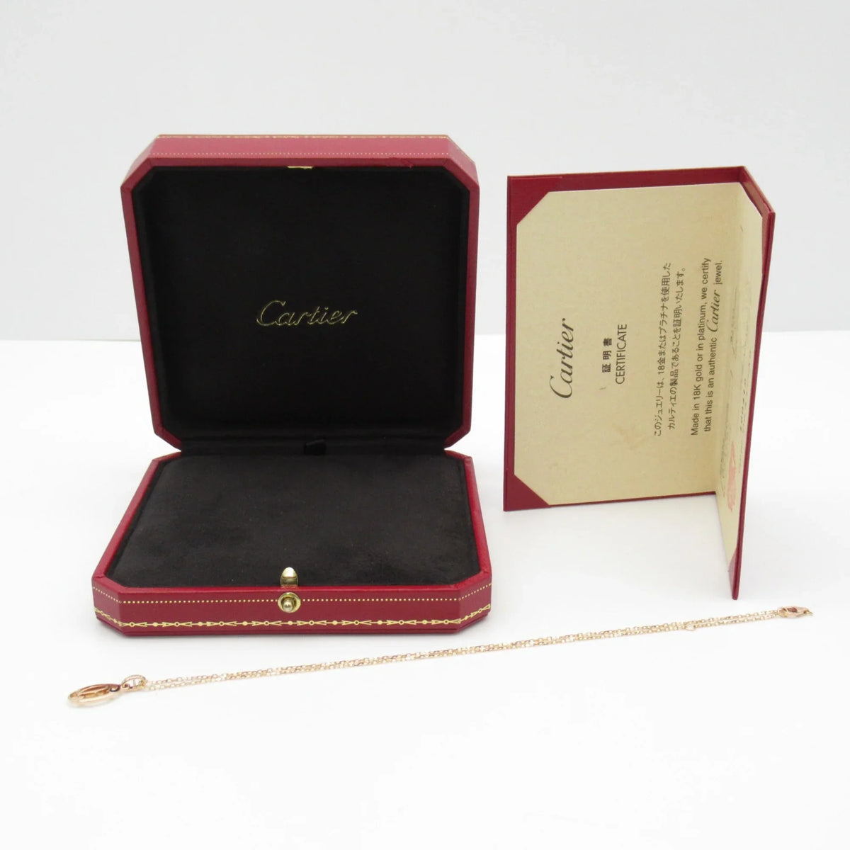 Pre-Owned CARTIER Logo double diamond Necklace Necklace Clear K18PG(Rose Gold) Clear (Good)