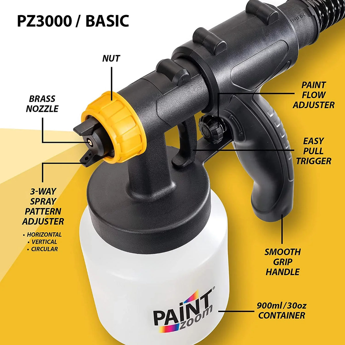 Paint Zoom Deluxe 3000 Series Paint Sprayer | Powerful & Durable 700-watt Spray Gun Tool HVLP sprayer for Interior & Exterior Home Painting and DIY Home Improvement Projects | 3 Spray Patterns