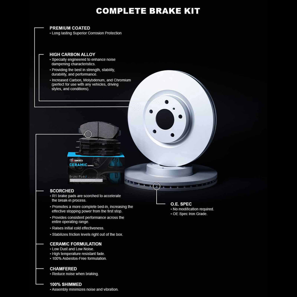 R1 Concepts Wdwh2 59053 R1 Concepts Brake Rotor Carbon Coated With Ceramic Pads Fits select: 2000 HONDA CIVIC SI/SIR, 1999 HONDA CIVIC SI