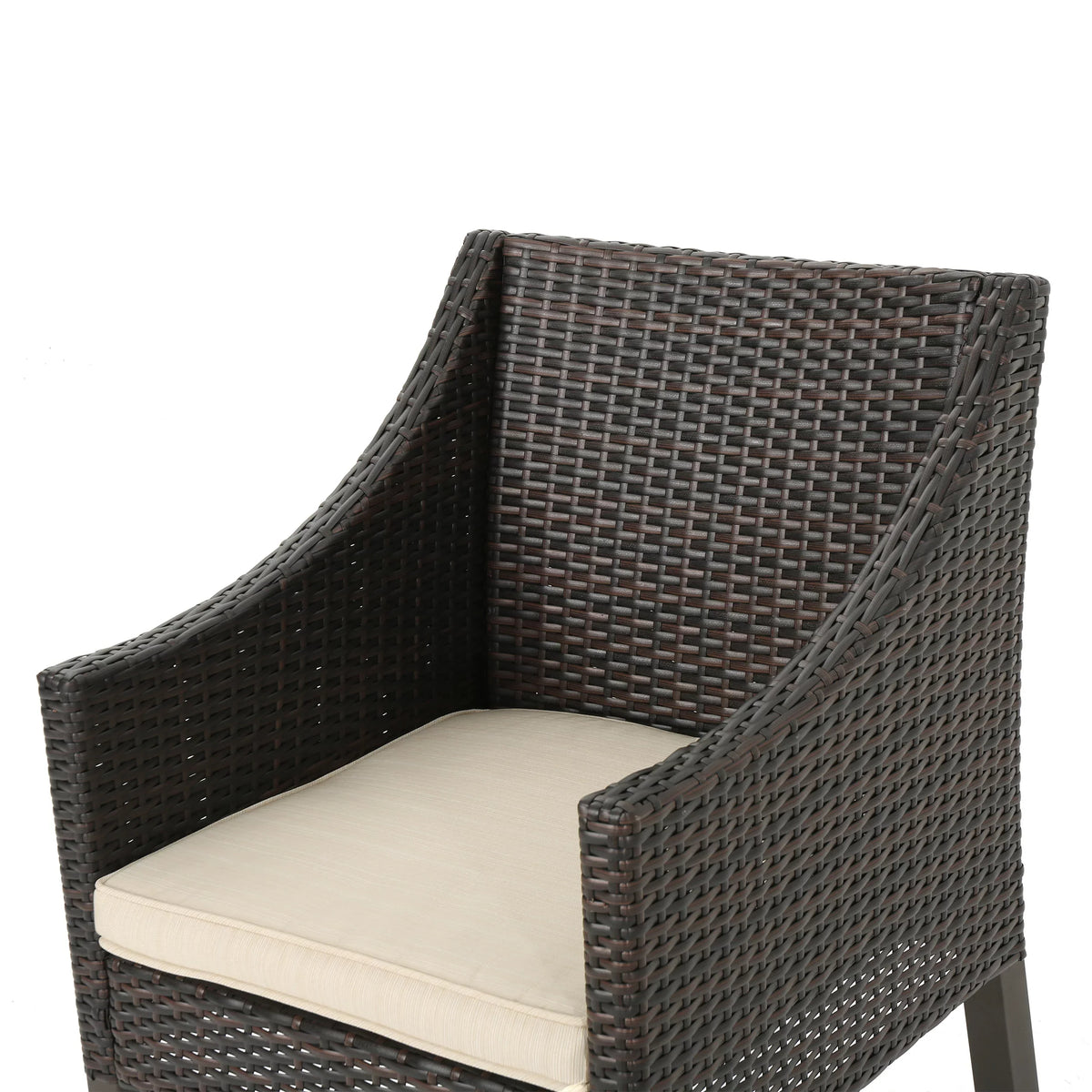 Noble House Arcadia Outdoor 9 Piece Wicker Rectangular Dining Set with Cushions, Multibrown, Beige