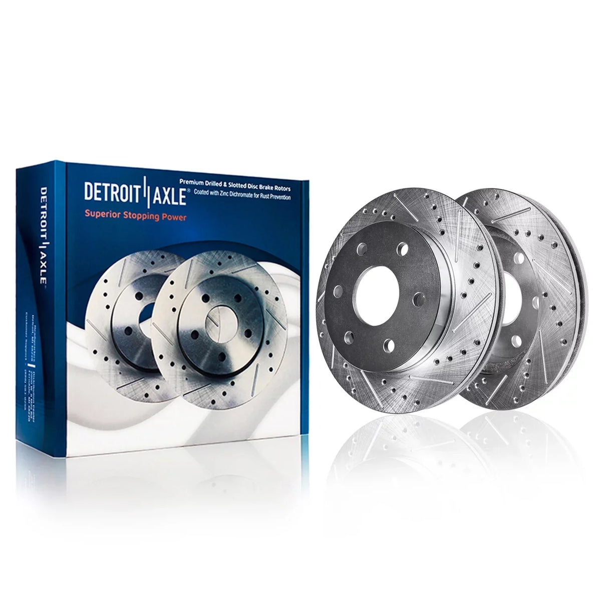 Detroit Axle - Brake Kit for 2012-2020 Ford F-150 Drilled Slotted Brake Rotors Ceramic Brakes Pads 2013 2014 2015 2016 2017 2018 2019 Replacement: 13.78'' Front and 13.70'' Rear Rotors