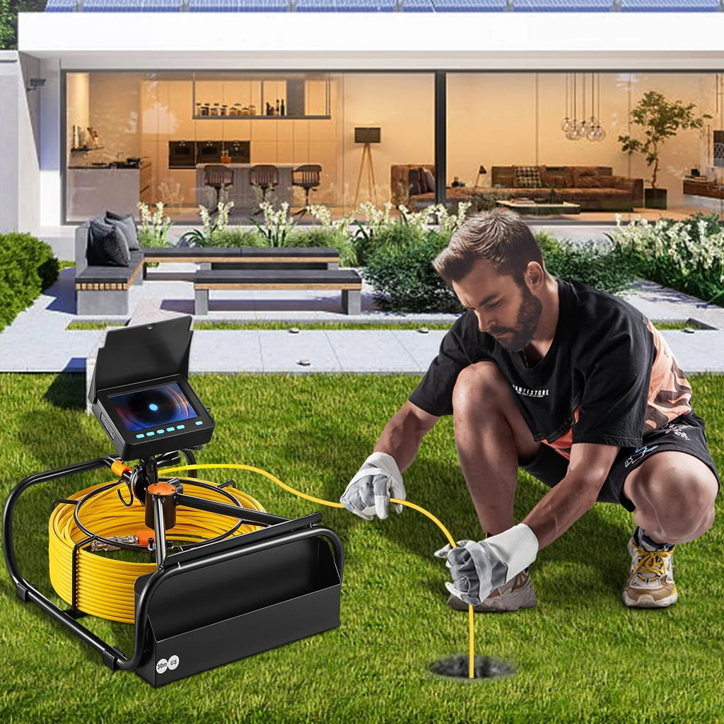 VEVOR Sewer Camera - 98.4 FT Cable, 4.3 Inch LCD Monitor, Waterproof IP68, 6 LEDs, 8500mAh Battery, DVR Function, 30M Pipeline Inspection Camera