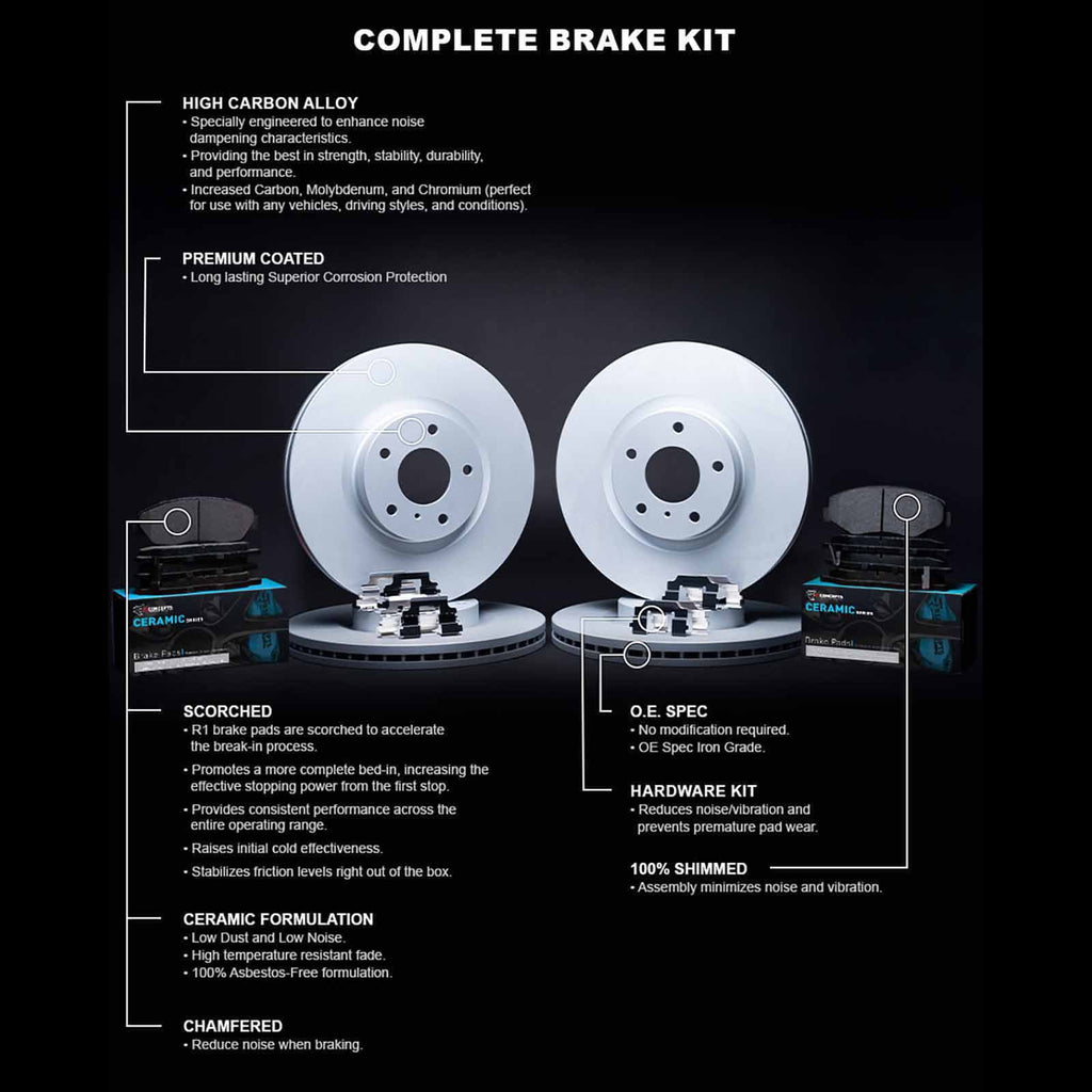 R1 Concepts Wdwh2 59053 R1 Concepts Brake Rotor Carbon Coated With Ceramic Pads Fits select: 2000 HONDA CIVIC SI/SIR, 1999 HONDA CIVIC SI