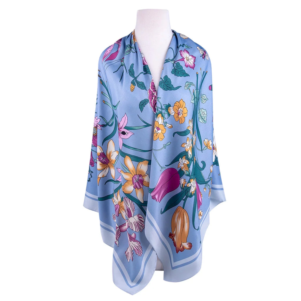 STP GOODS Evening Shawl and Wrap for Women Botany Lilac Silk Shawl 51x51'' (130 * 130 cm) Travel Scarf Tops Fashion Shawl for Wedding