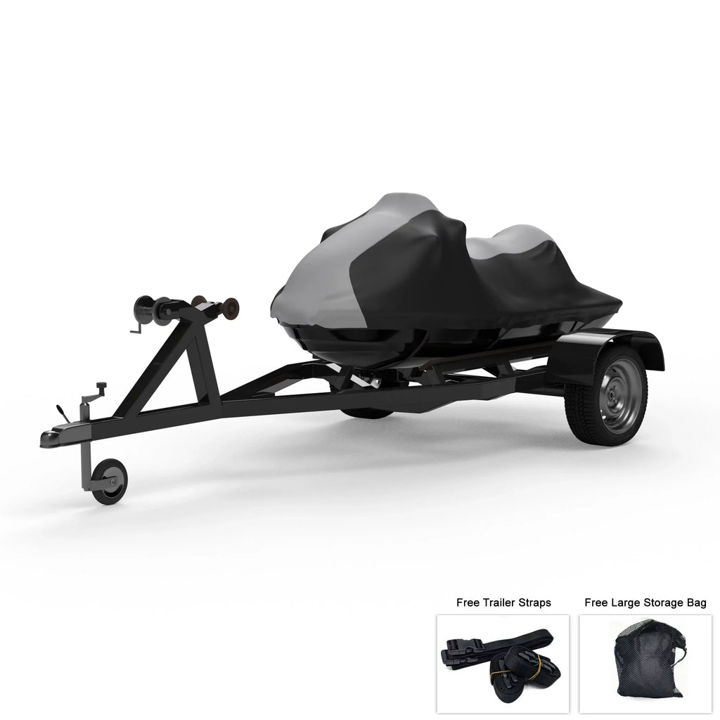 Weatherproof Jet Ski Protection For KAWASAKI Jet Ski Ultra 300X 2007-2013 - GRAY / Black Color - All Weather - Trailerable - Protects from Rain, Sun, And More! Includes Trailer Straps And Storage Bag