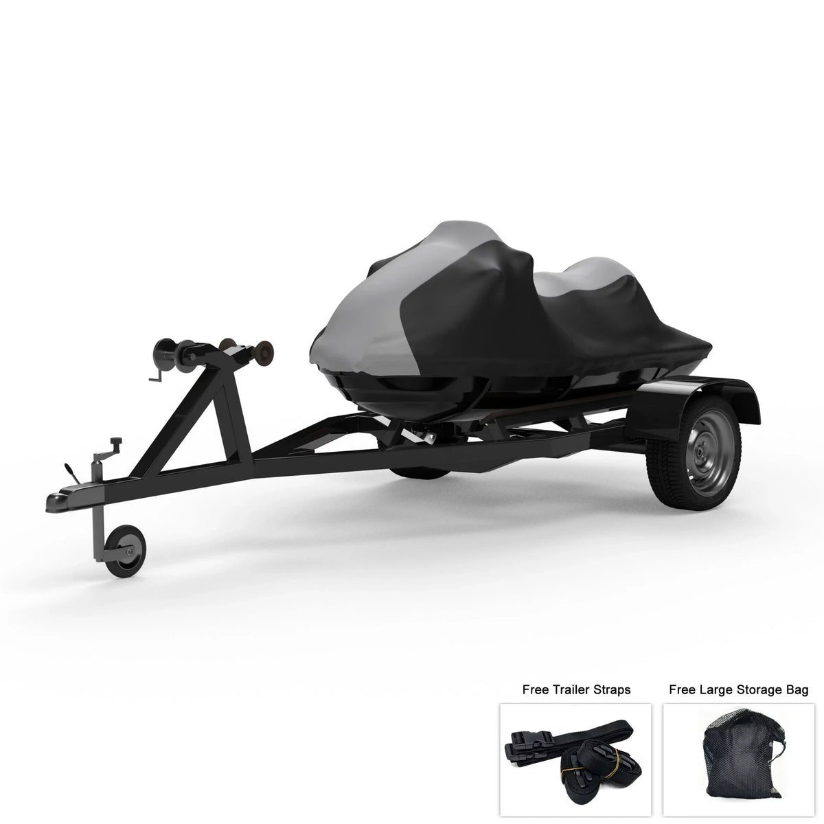 Weatherproof Jet Ski Protection For KAWASAKI Jet Ski Ultra 300X 2007-2013 - GRAY / Black Color - All Weather - Trailerable - Protects from Rain, Sun, And More! Includes Trailer Straps And Storage Bag