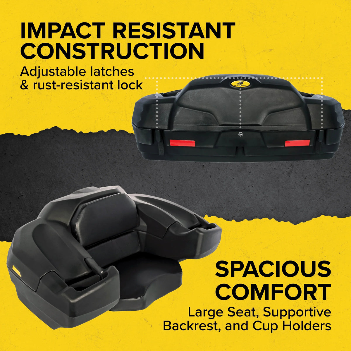 Camco Black Boar ATV/UTV Rear Storage Box and Lounger | Features a Lockable Water-Resistant Storage Box, an Impact-Resistant Design, and a Soft Comfortable Seat Cushion (66010)