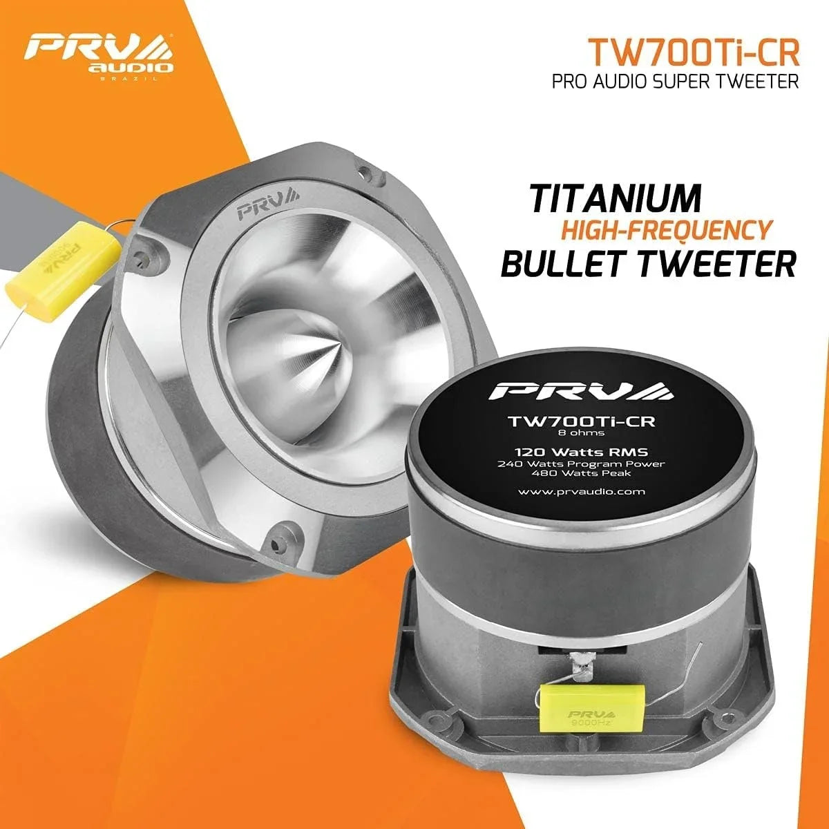 PRV Audio 4" Pro Super Tweeter 120 Watts RMS 8 Ohm TW700Ti-CR Single