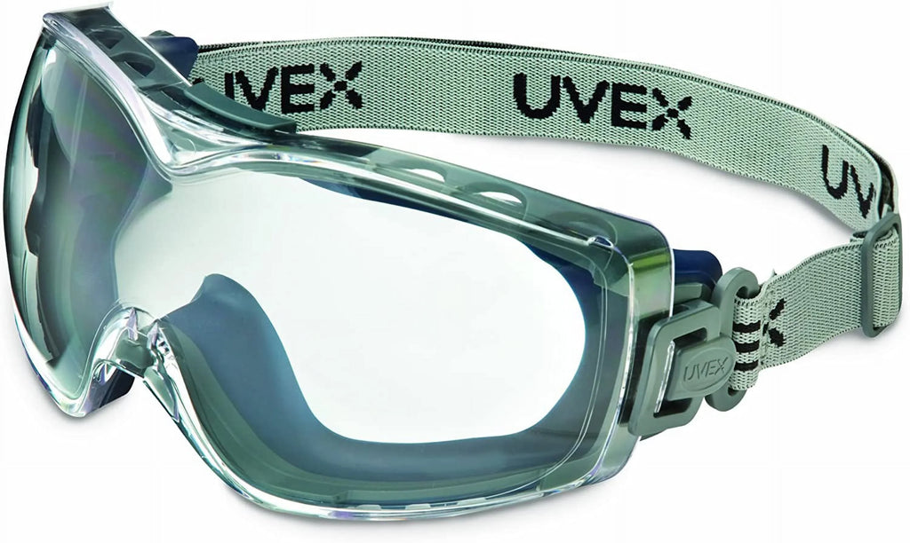 North Safety 763-S3970HSF Clear Lens Uvex Stealth OTG Safety Goggle, Navy Frame