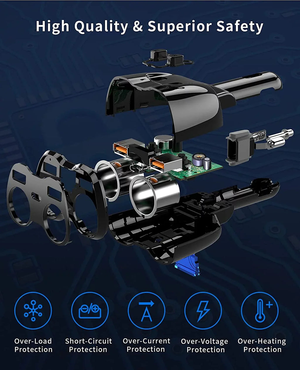 ?Upgraded? ette Lighter Splitter, SUPERONE 180W 2-Socket ette Lighter Adapter with Dual QC3.0 and 20W PD USB C Car Charger Splitter for GPS/Dash Cam/Laptop/iPad/iPhone 13 Pro Max/13/12/11