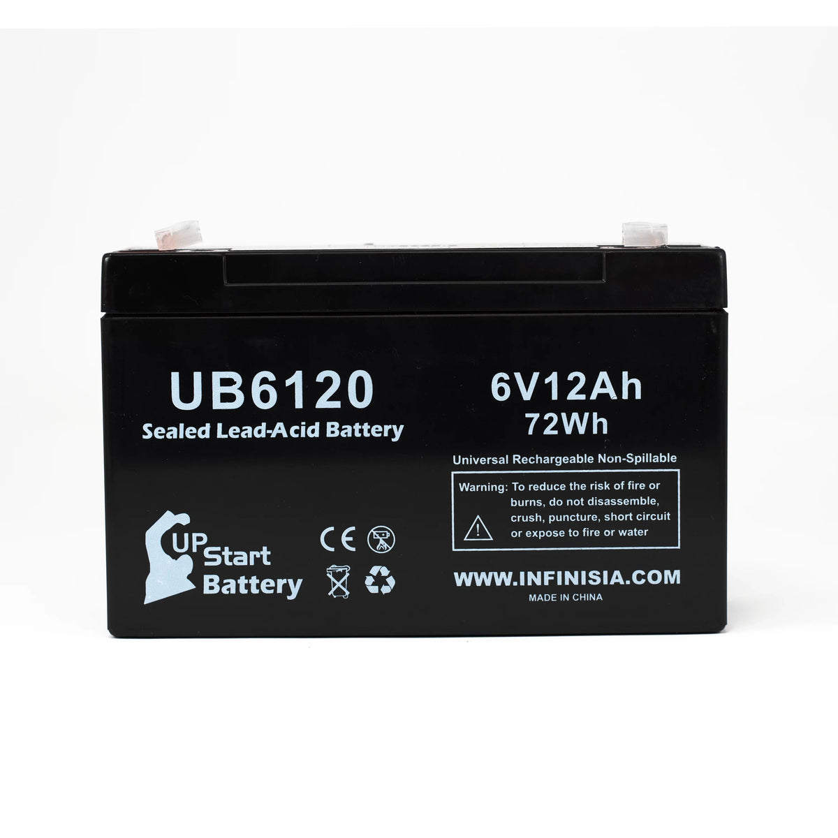 5x Pack - Compatible Tripp-Lite 850 Battery - Replacement UB6120 Universal Sealed Lead Acid Battery (6V, 12Ah, 12000mAh, F1 Terminal, AGM, SLA) - Includes 10 F1 to F2 Terminal Adapters