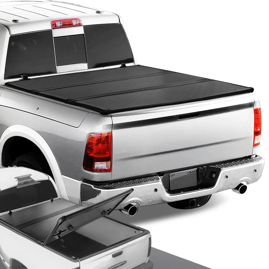 DNA Motoring TTC-HARD-028 For 2009 to 2022 Ram Truck 1500 / 3500 Fleetside 6.5Ft Short Bed Hard Solid Tri -Fold Tonneau Wrap