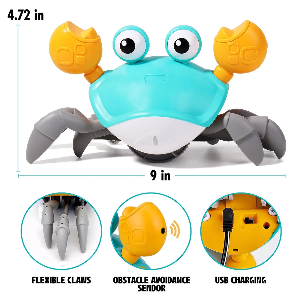 Caelan Baby Toys Infant Crawling Crab: Tummy Time Colorful Toy Gifts For Kids And Toddlers For Learning Crawl, Walking & Music Development Interactive Birthday Gift