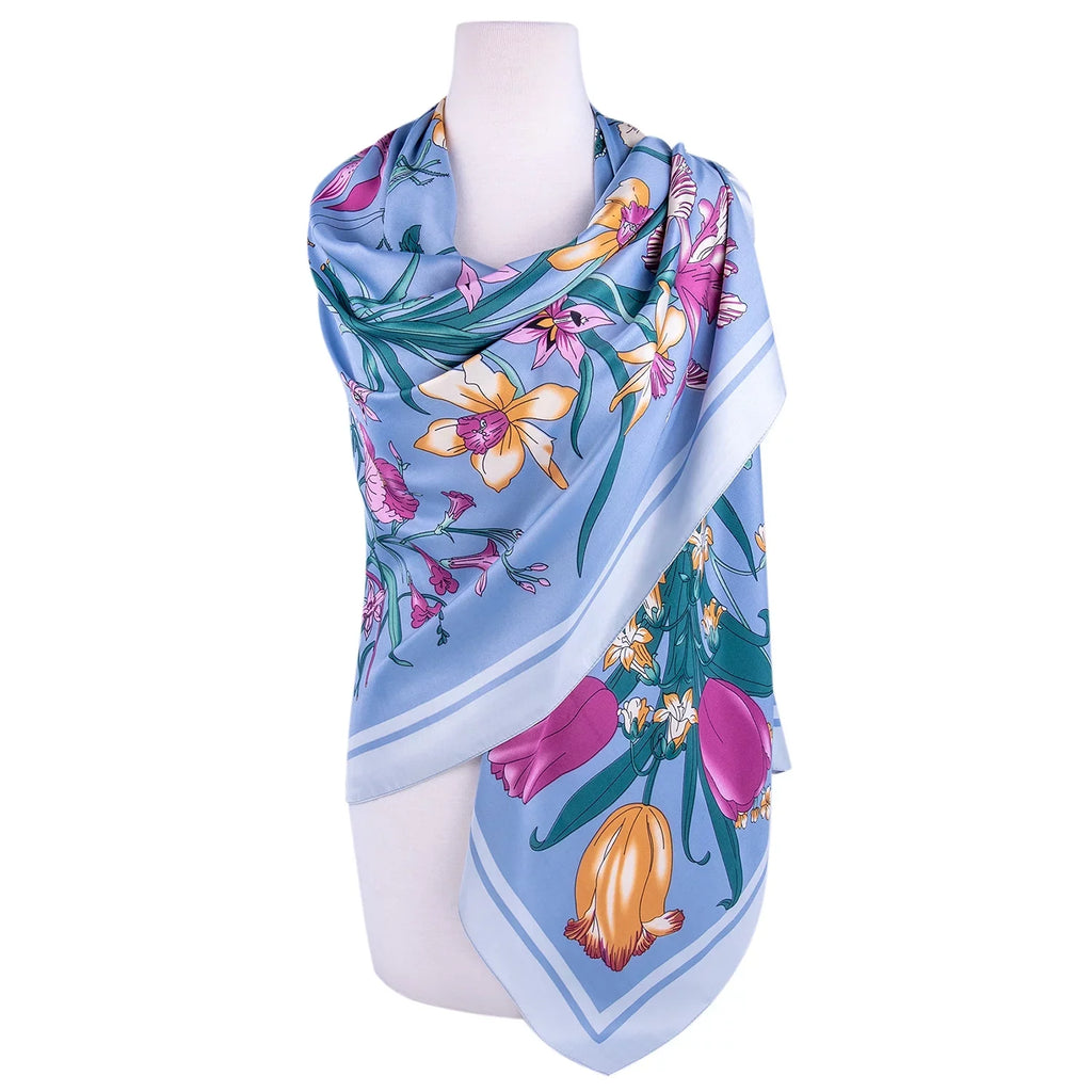STP GOODS Evening Shawl and Wrap for Women Botany Lilac Silk Shawl 51x51'' (130 * 130 cm) Travel Scarf Tops Fashion Shawl for Wedding
