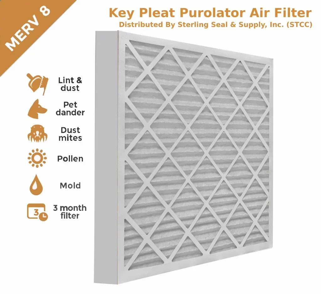 16x25x2 Purolator / Air Guard Pleated Air Filter - MERV 8 (6 Pack)