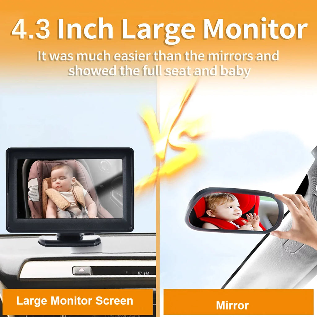 moobody Baby Car Monitor 720P Monitor Camera for Baby Rear Facing Seat 4.3 Inch Car Seat Mirror Display 150° Wide View Night Vision Baby Car Mirror Camera Easy Installation