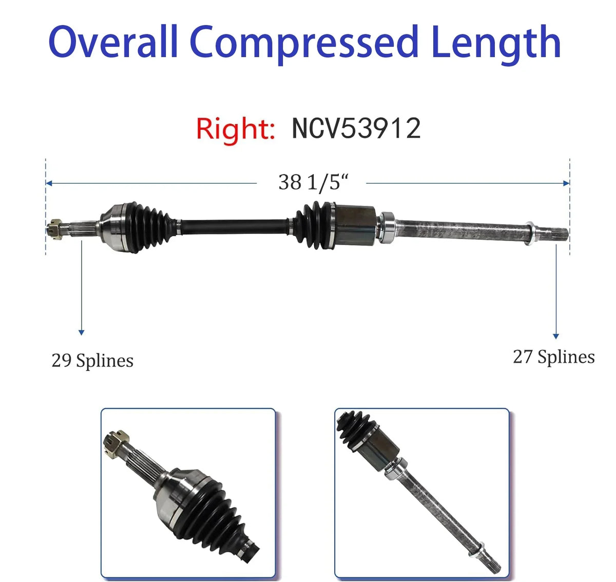 MAXFAVOR Pair CV Axle Joint Assembly Front For 2007-2015 Nissan Altima, Rogue, Rogue Select Auto CVT Trans 2.5L NCV53911, NCV53912