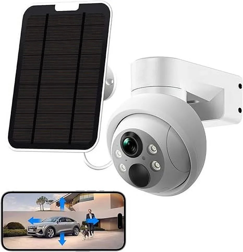 4MP HD Solar Security Camera Outdoor, Security Camera Wireless WiFi With 9000mAh Battery Capacity, 360° View, PIR Motion Detection, Full Color Night Vision, IP66 Waterproof, Two-Way Talk