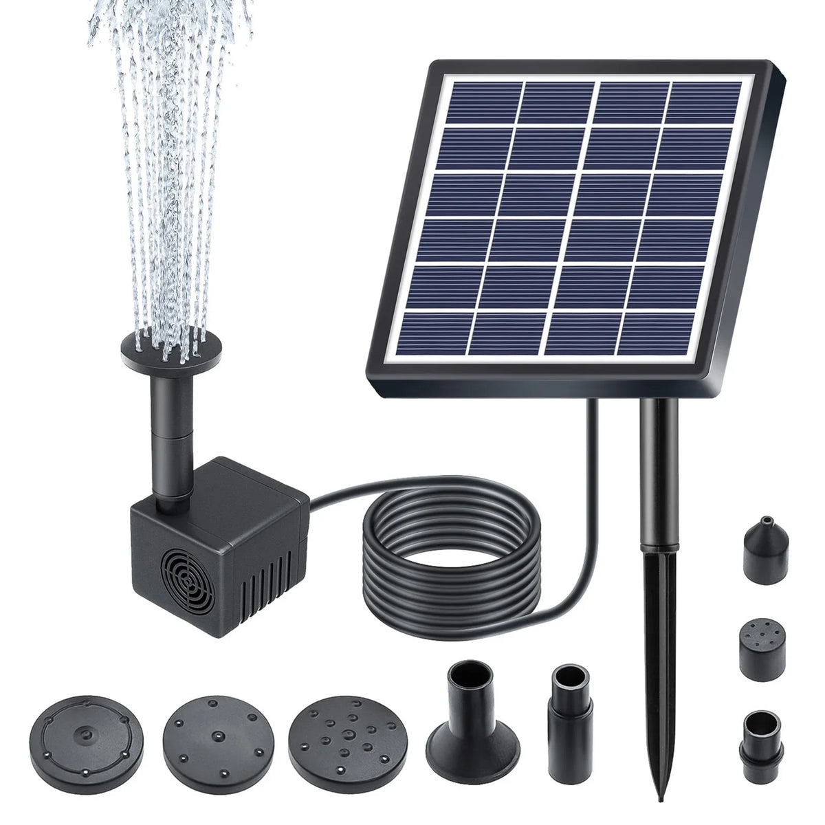 Andoer Fountain,Water Pipe And Pond Pump Rate Submersible Water And Stakes With 8 Nozzles 1.5w Solar Water Pond/pool/fish Stakes Solar Powered 8 Nozzles 9.84ft Solar Powered Pond Pump With 8 Huiop