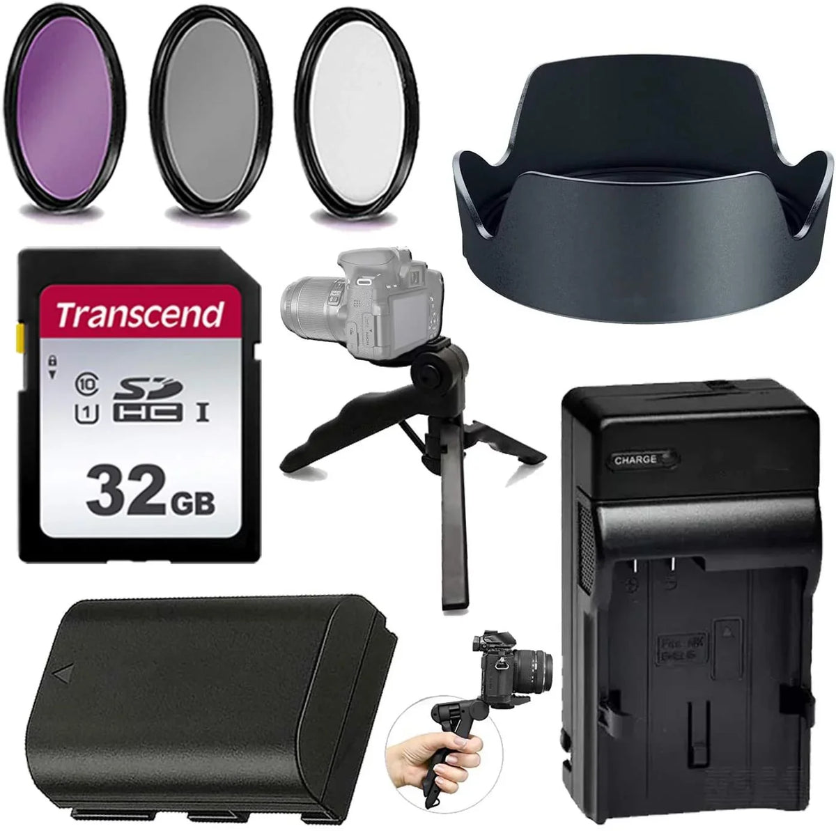 77mm Must-Have Accessory Kit for Canon EOS 5DS, 5DS R, 5D Mark IV, 5D Mark III, 5D Mark II, 6D Mark II, 6D, R w/ 24-105mm Lens Includes - Replacement LP-E6N Battery & Charger, PZ_EW-83M Hood & More