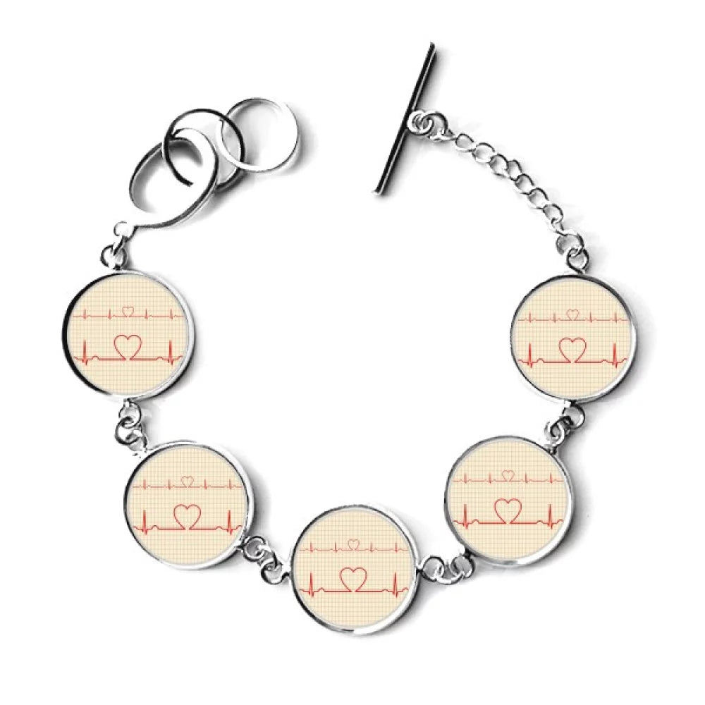 Electrocardiogram Heart Design Pattern Chain Charm Armlet Jewelry