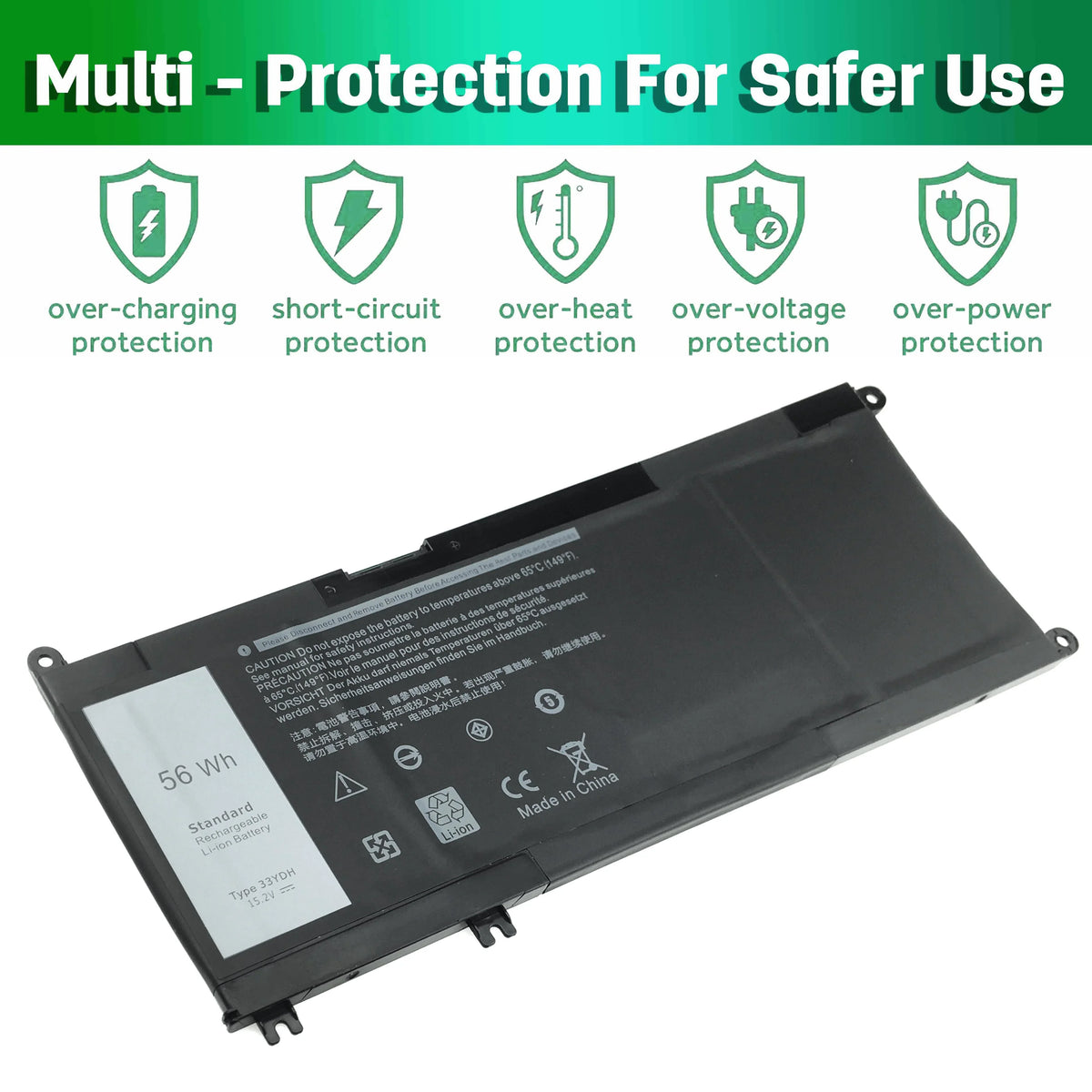 33YDH Battery for Dell inspiron 15 7000 7586 battery 56Wh 15.2V