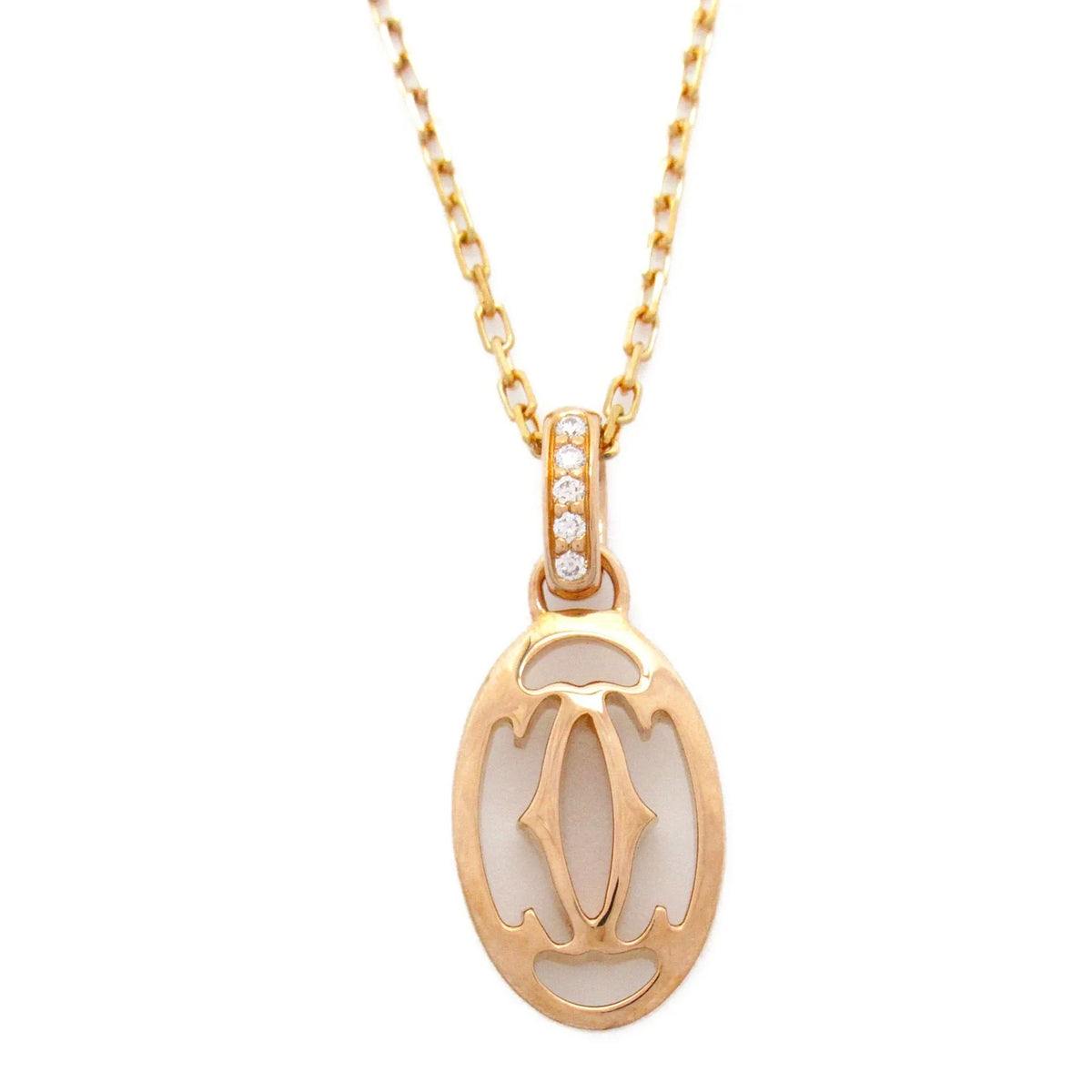 Pre-Owned CARTIER Logo double diamond Necklace Necklace Clear K18PG(Rose Gold) Clear (Good)
