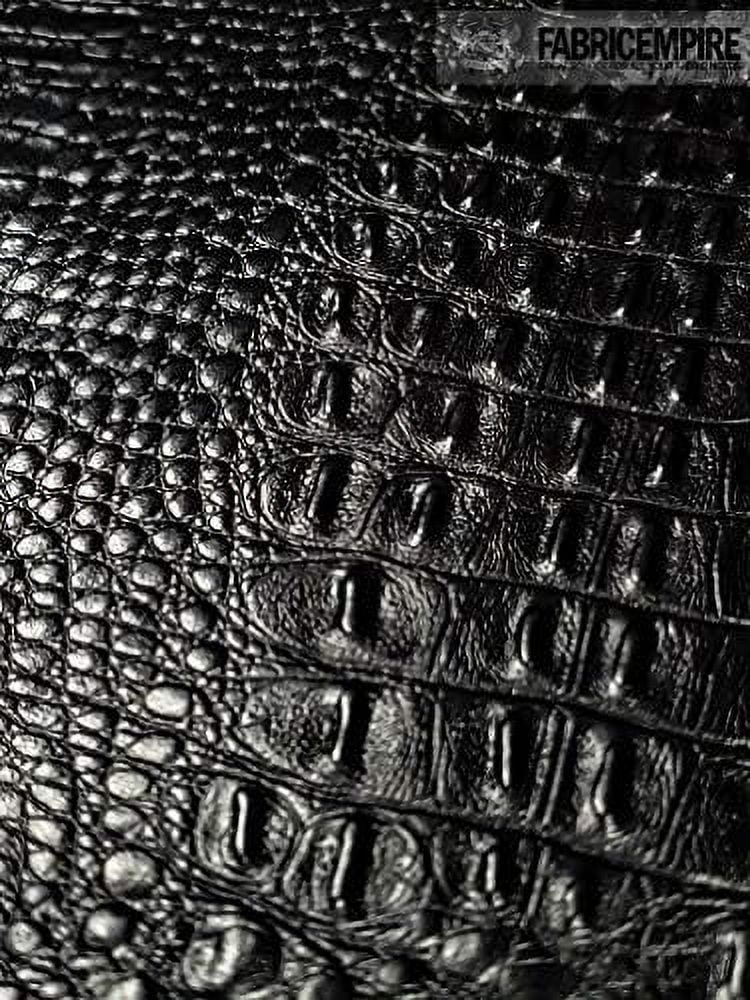Vinyl Fabric Crocodile Fake Leather Upholstery 54" Wide Sold By The Yard (SEMI Glossy Black)