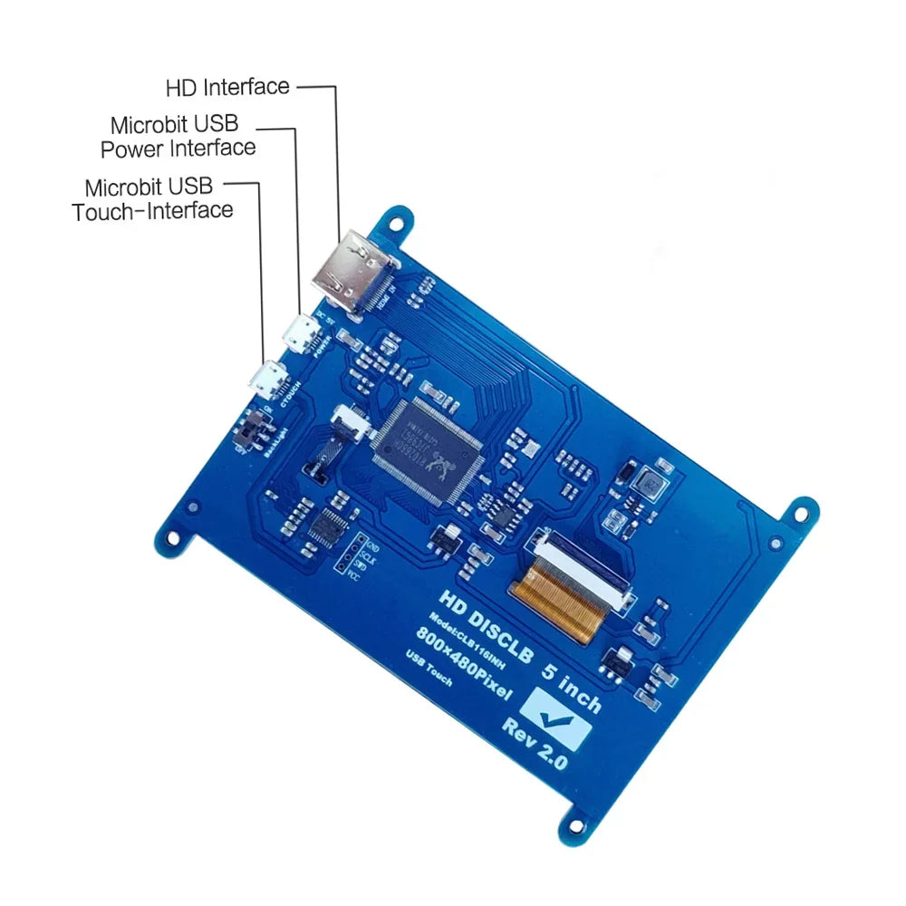 Aibecy 5 InchCapacitive Touchscreen Display 800*480 Resolution Small Portablewith USBInterface Compatible with Raspberry Pi Educational Tool