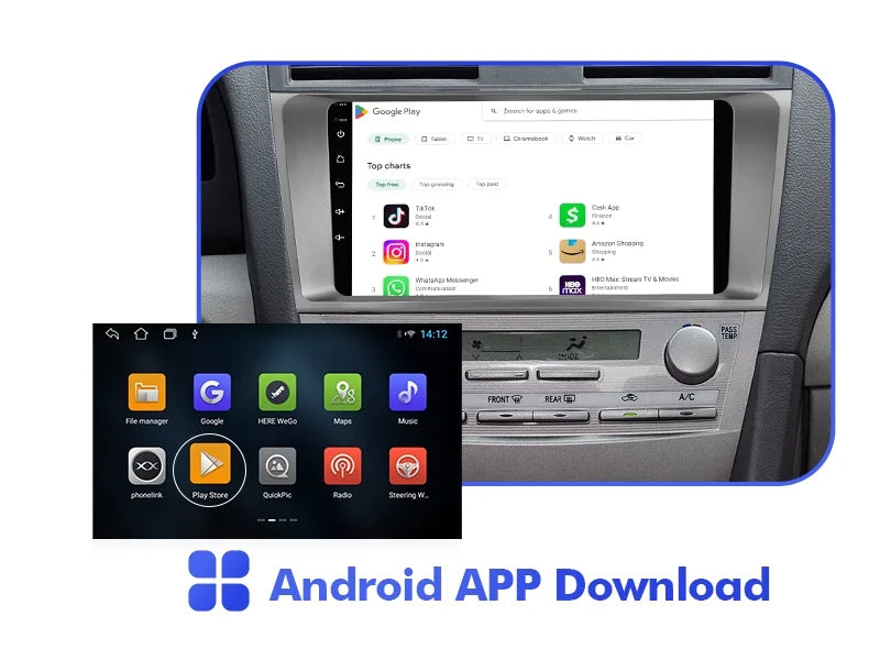2+32G Android 10 Double Din Car Stereo for Toyota Carmy 2006-2011 with 9 Inch Touchscreen Radio Built-in Wireless Carplay/Android Auto/GPS/Bluetooth/FM/AUX-in/Steering Wheel Control/Backup Camera