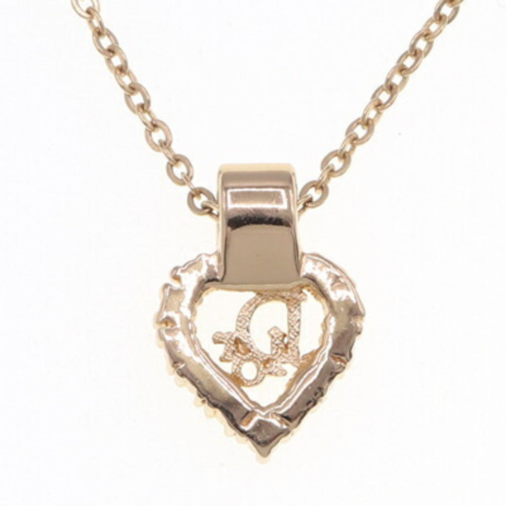 Pre-Owned Christian Dior Dior Necklace Gold Metal Heart Stone Women's Christian (Good)