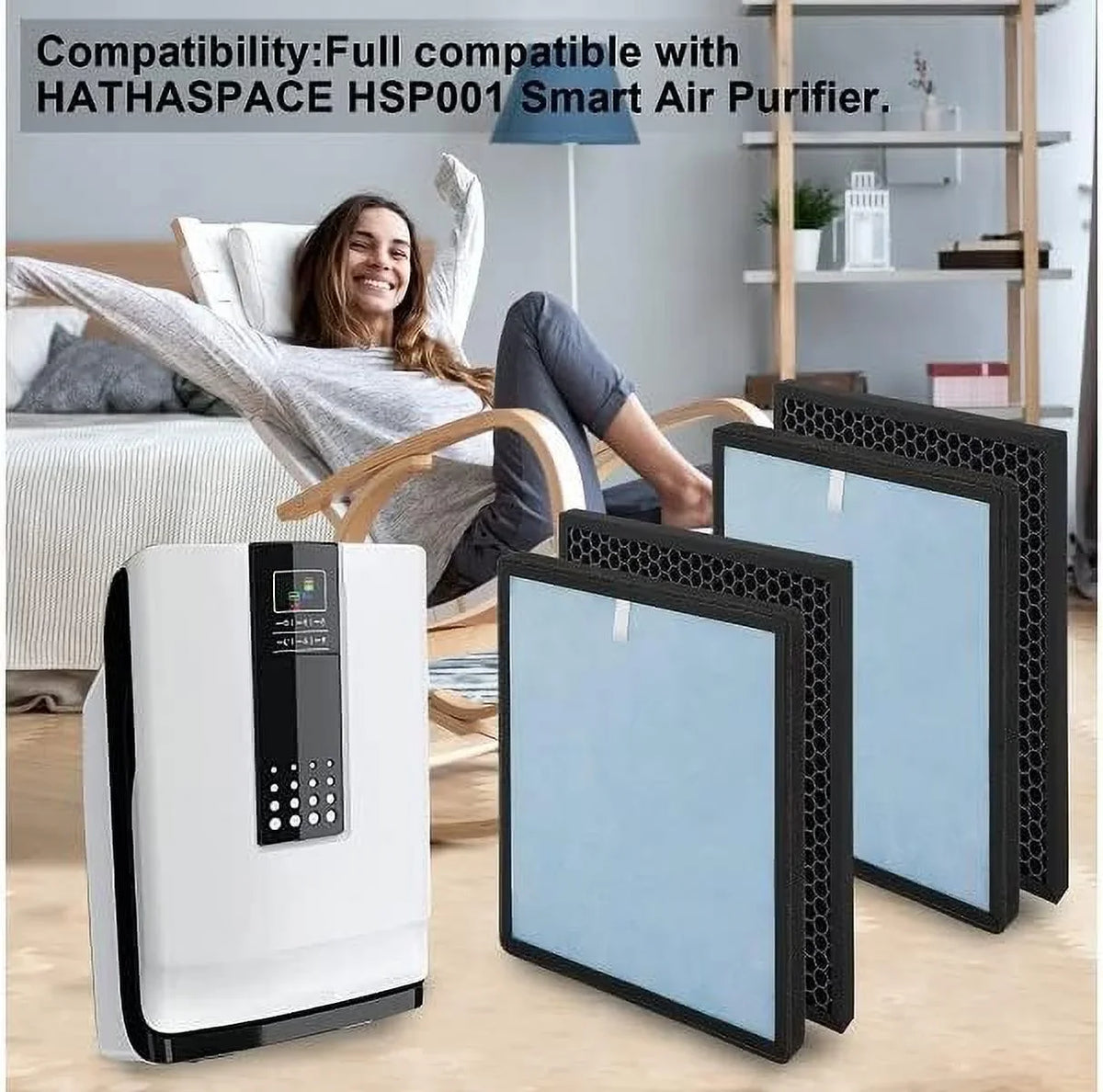 True H13 HEPA Replacement Filter Compatible with Renpho Air Purifier RP-AP001/ RP-AP001S/ RP-AP002,Home Air Purifier Part&Accessories