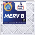 Filter King 20x20x0.5 Air Filter | 4-PACK | MERV 8 HVAC Pleated A/C Furnace Filters | MADE IN | Actual Size: 19.5 x 19.5 x 0.5"