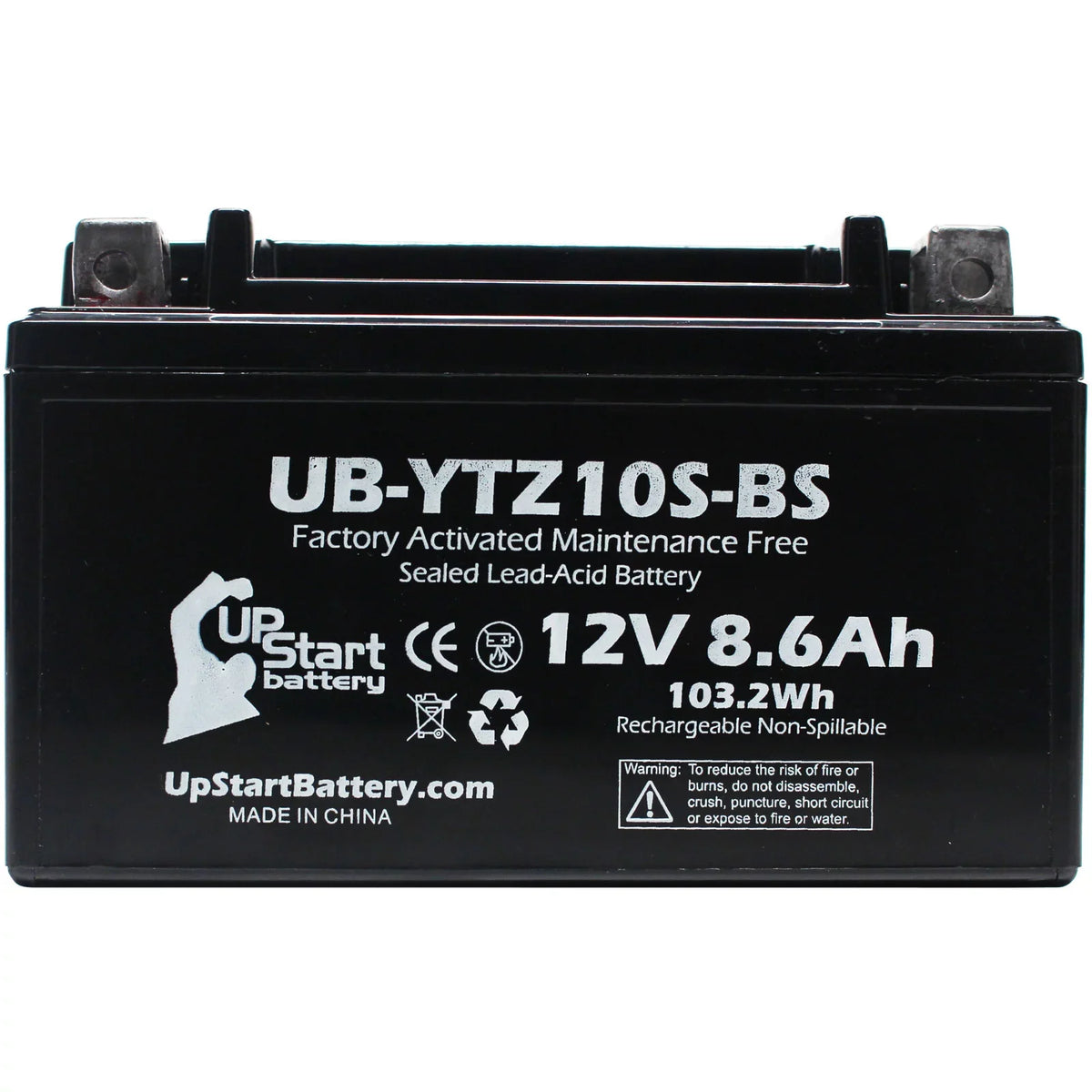 4-Pack UpStart Battery Replacement for 2011 Yamaha YZF-R1 1000CC Factory Activated, Maintenance Free, Motorcycle Battery - 12V, 8.6Ah, UB-YTZ10S-BS