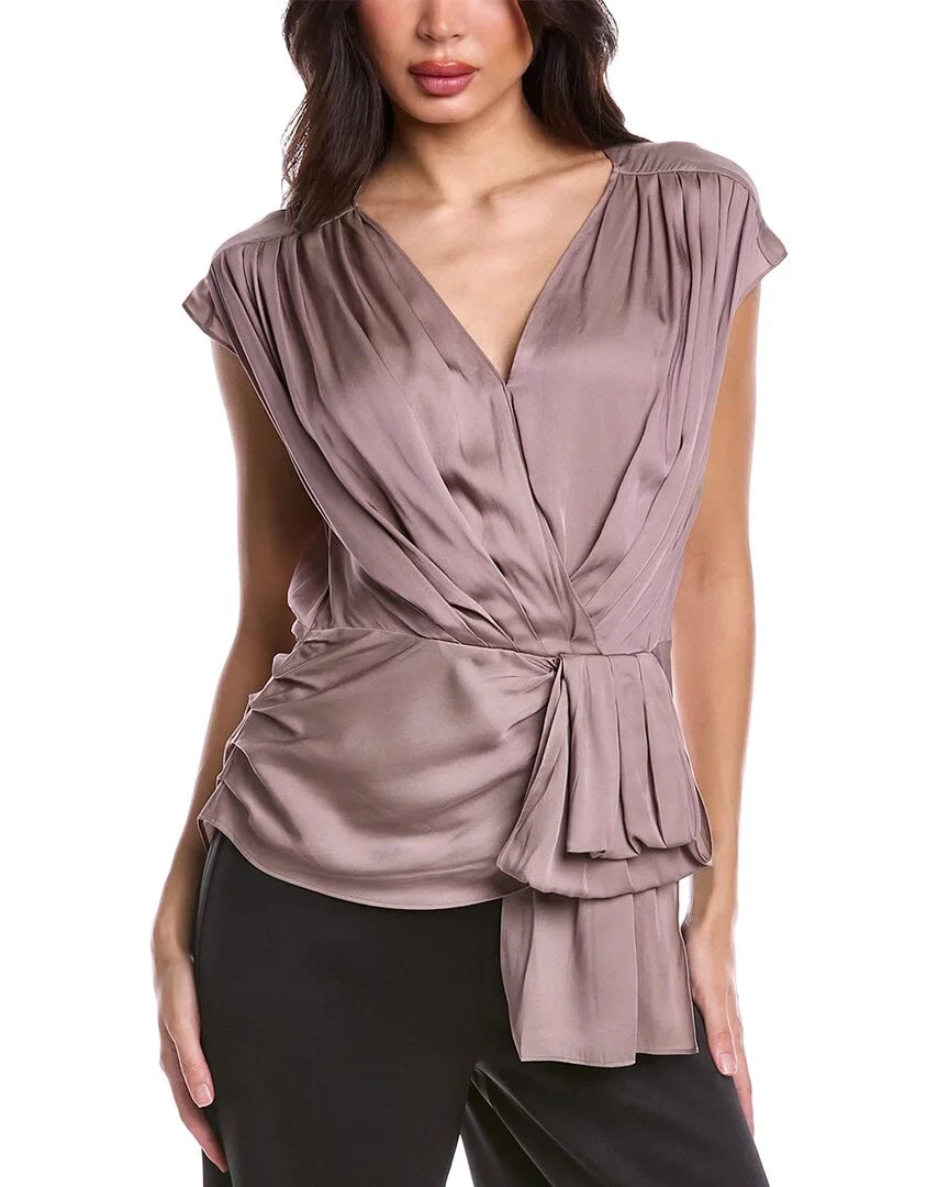 Trina Turk womens Bijou Silk-Blend Top, 2, Yellow
