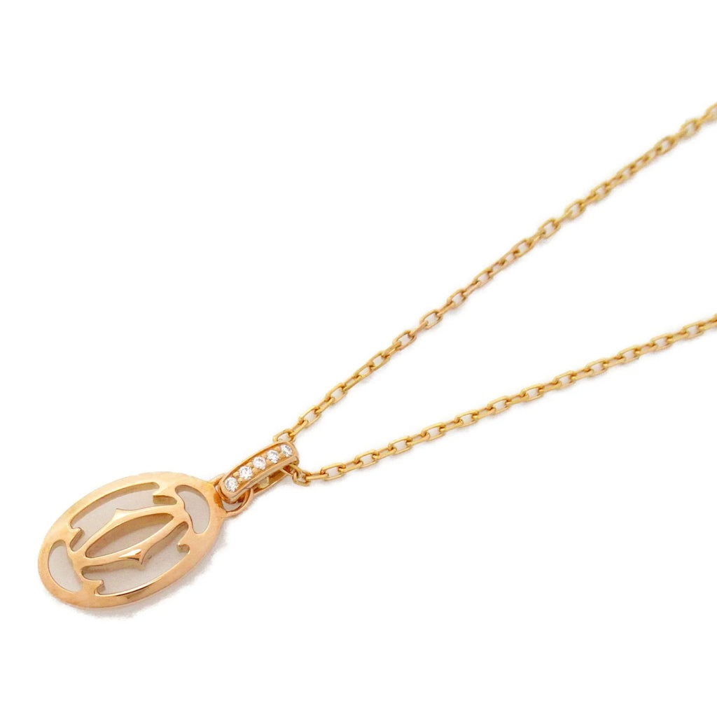 Pre-Owned CARTIER Logo double diamond Necklace Necklace Clear K18PG(Rose Gold) Clear (Good)