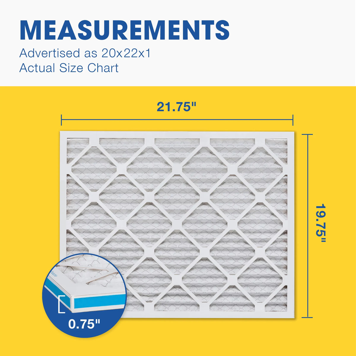 Aerostar 20x22x1 MERV 8 Pleated Air Filter, AC Furnace Air Filter, 6 Pack