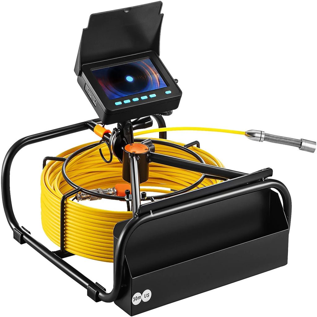 VEVOR Sewer Camera - 98.4 FT Cable, 4.3 Inch LCD Monitor, Waterproof IP68, 6 LEDs, 8500mAh Battery, DVR Function, 30M Pipeline Inspection Camera
