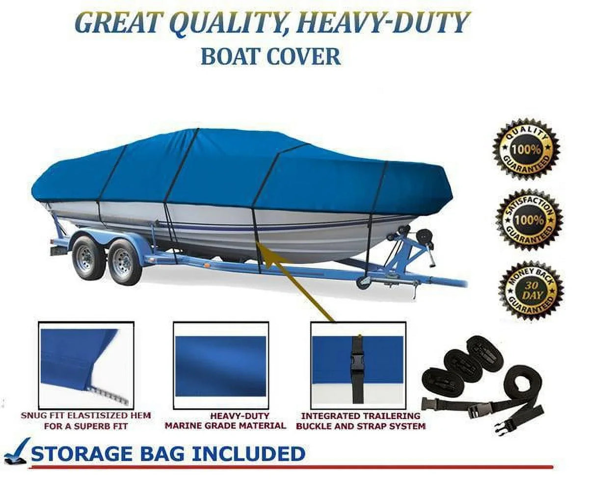 BLUE, GREAT Grade Ship Wrap Compatible for BOSTON WHALER VENTURA 180 W/O BOW RAILS 2002-2009