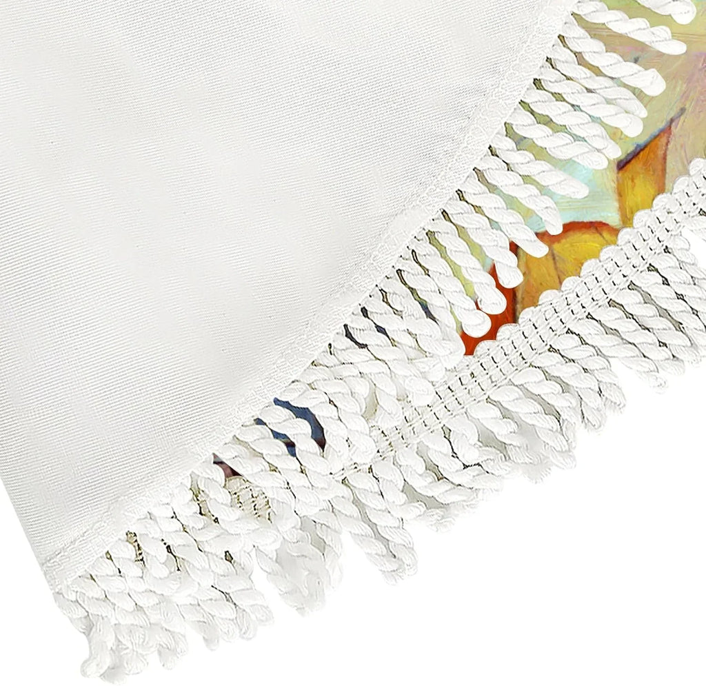 Wellsay Christmas Tree Skirt Fishing Ship Sea Landscape with Tassel 30 inch, Xmas Tree Decorations Farmhouse for All Season Holidays Wedding Party Slim Tree Mat Decor Ornaments