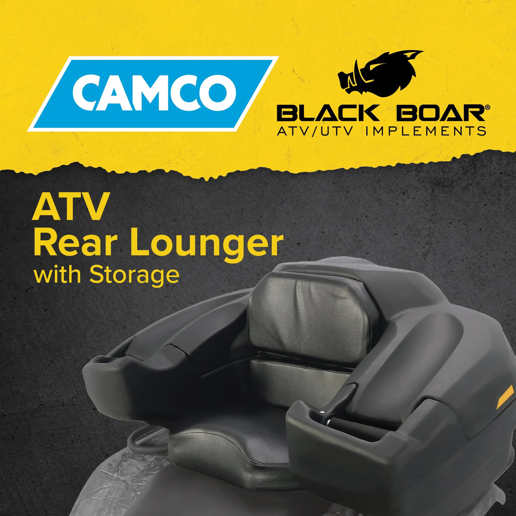 Camco Black Boar ATV/UTV Rear Storage Box and Lounger | Features a Lockable Water-Resistant Storage Box, an Impact-Resistant Design, and a Soft Comfortable Seat Cushion (66010)